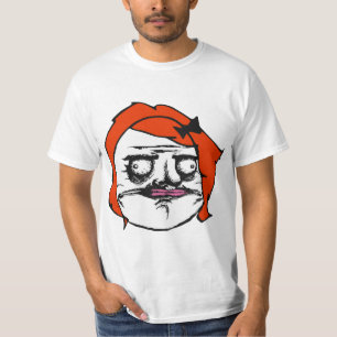 赤い女性私Gustaの喜劇的な激怒の顔のミーム Tシャツ