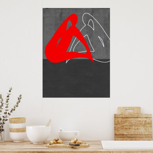 赤い女性 ポスター (キッチン)