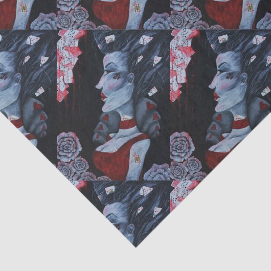 赤い女王のハートのアリスの不思議の国のバラのゴシックの芸術 薄葉紙 (詳細)