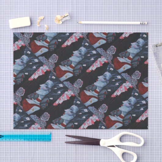 赤い女王のハートのアリスの不思議の国のバラのゴシックの芸術 薄葉紙 (クラフト)