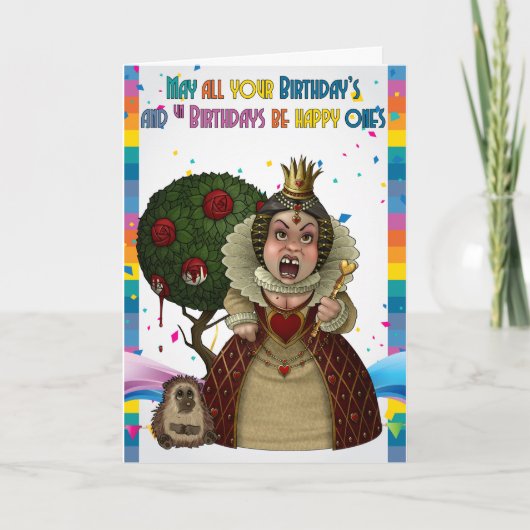 赤い女王、不思議の国のバースデー・カード カード (正面)