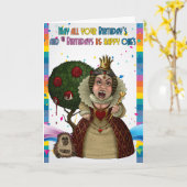 赤い女王、不思議の国のバースデー・カード カード (黄色い花)