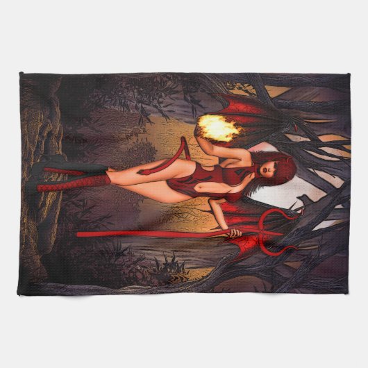 赤い女 キッチンタオル (横)