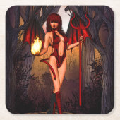 赤い女 スクエアペーパーコースター (正面)