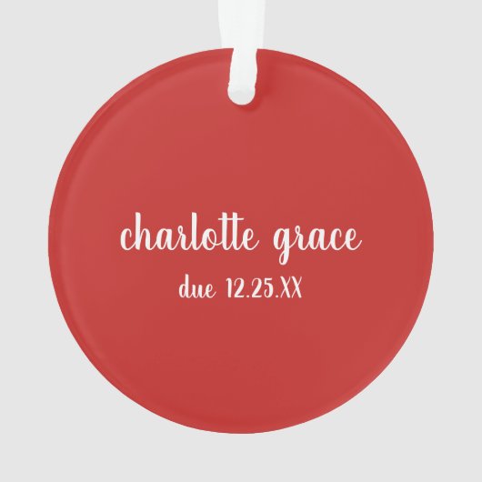 赤い妊娠が超音波写真クリスマスを明らかにする オーナメント (裏面)
