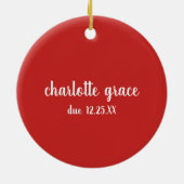 赤い妊娠が超音波写真クリスマスを明らかにする セラミックオーナメント (裏面)