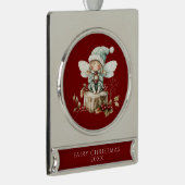 赤い妖精のメリークリスマス シルバープレートバナーオーナメント (右)
