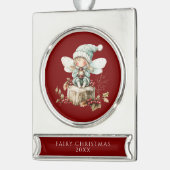 赤い妖精のメリークリスマス シルバープレートバナーオーナメント (左)