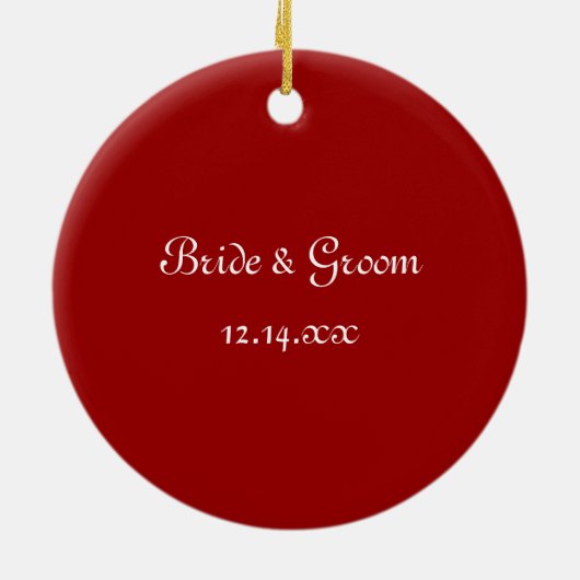 赤い婚約のオーナメントの雪片 セラミックオーナメント (裏面)