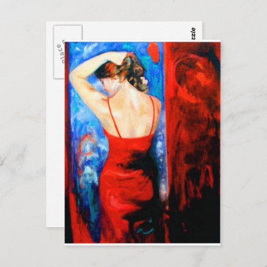 赤い婦人 ポストカード (正面/裏面)