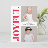 赤い嬉しいモダンクリスマス写真 シーズンカード (スタンド正面)