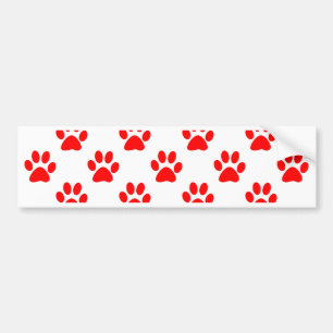 赤い子犬の前足のパターン バンパーステッカー