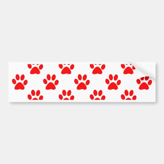 赤い子犬の前足のパターン バンパーステッカー (正面)