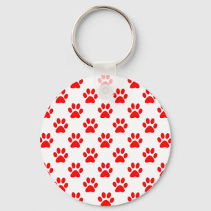 赤い子犬の足のパターン キーホルダー