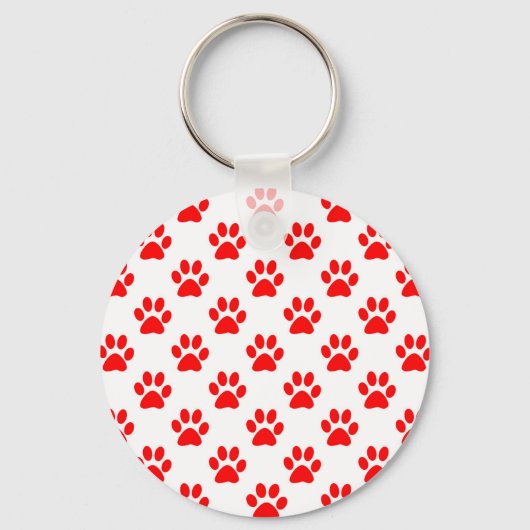 赤い子犬の足のパターン キーホルダー (正面)
