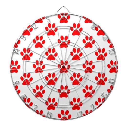 赤い子犬の足のパターン ダーツボード (正面)