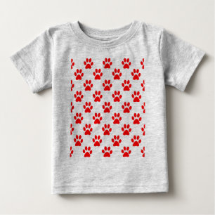 赤い子犬の足のパターン ベビーTシャツ
