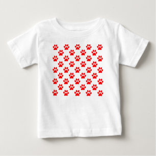 赤い子犬の足のパターン ベビーTシャツ