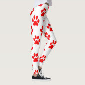 赤い子犬の足のパターン レギンス (右)