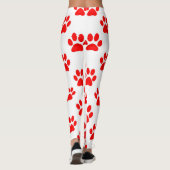 赤い子犬の足のパターン レギンス (裏面)