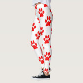 赤い子犬の足のパターン レギンス (左)