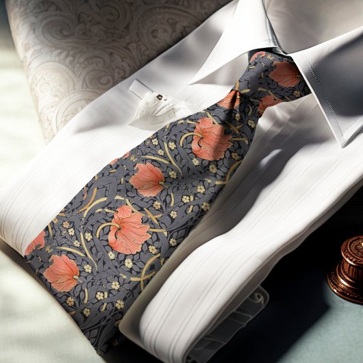 赤い子犬パンペネルWilliam Morrisダークパターン ネクタイ