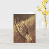 赤い子犬祈の手 カード (黄色い花)