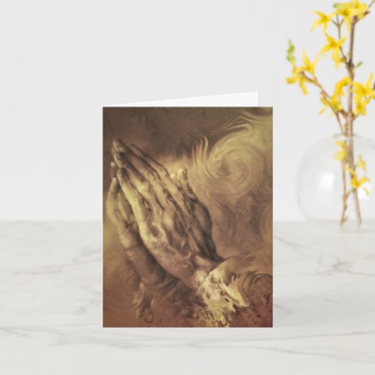 赤い子犬祈の手 カード (黄色い花)