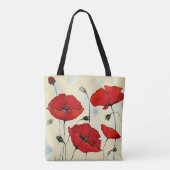 赤い子犬絵画のオールオーバープリントのトートバッグ トートバッグ (裏面)