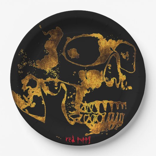 赤い子犬「ゴールデンプラッタ」 ペーパープレート (正面)