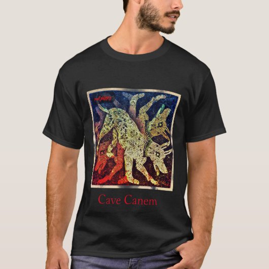 赤い子犬"洞窟canem " tシャツ (正面)