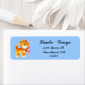 赤い子猫の郵便料金ラベル ラベル (インサイチュ)