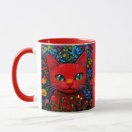 赤い子猫 マグカップ (左)