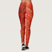 赤い孔雀が赤い羽を飾り レギンス (裏面)