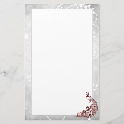 赤い孔雀の文具 便箋 (裏面)