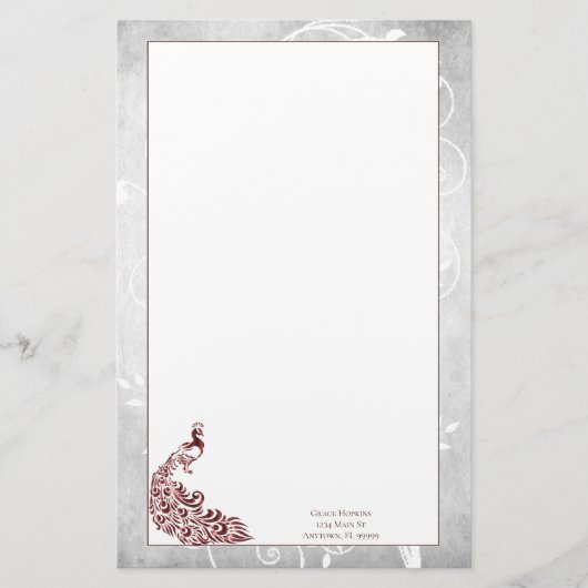 赤い孔雀の文具 便箋 (正面)