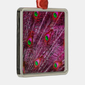 赤い孔雀の羽の色の羽毛 メタルオーナメント (右)