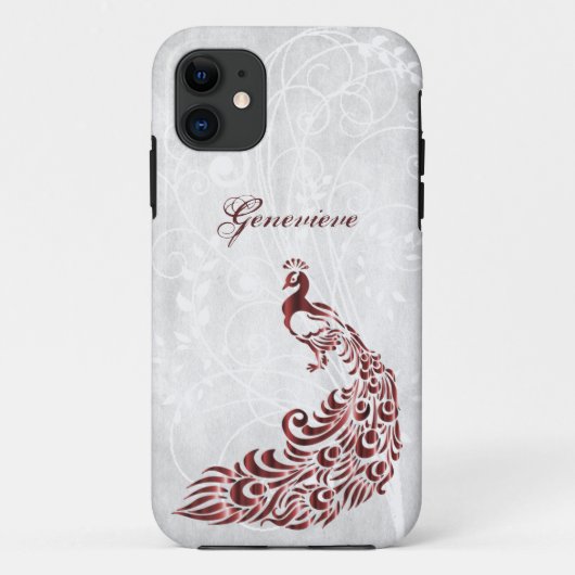 赤い孔雀ケパーソナライズされたース – メイトiPhoneケース Case-Mate iPhoneケース (裏面)