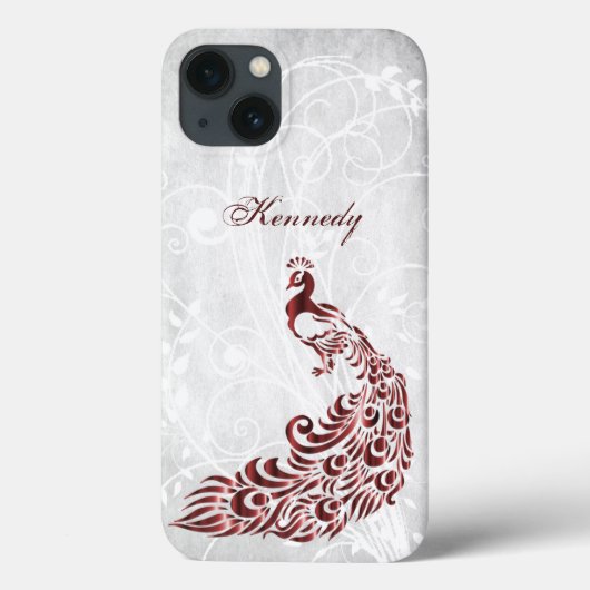 赤い孔雀ケパーソナライズされたース – メイトiPhoneケース Case-Mate iPhoneケース (裏面)