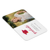 赤い学校のカラー写真卒業のお知らせ マグネット (右側)