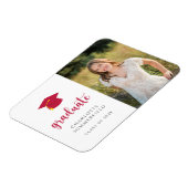 赤い学校のカラー写真卒業のお知らせ マグネット (左側)