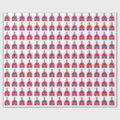 赤い学校の家 ラッピングペーパー (フラット)