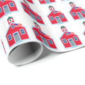 赤い学校の家 ラッピングペーパー (ロールコーナー)