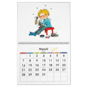 赤い学校の年のカレンダー子供へ カレンダー (3月 2027)