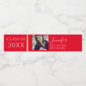 赤い学校の色 |高校の上級写真 ペットボトルラベル (シングルラベル)