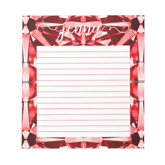 赤い宝石が並パーソナライズされたんだ ノートパッド (正面)