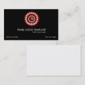 赤い宝石と真珠のロゴ – 白い養殖真珠 名刺 (正面/裏面)