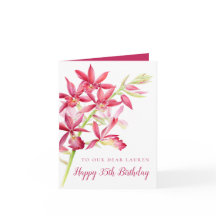 赤い宝石のような蘭の水彩画 35歳の誕生日