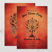 赤い宝石の付いた黄金の生命の木 招待状 (正面/裏面)