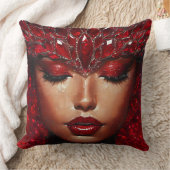 赤い宝石を持った美しい女性 クッション (ブランケット)